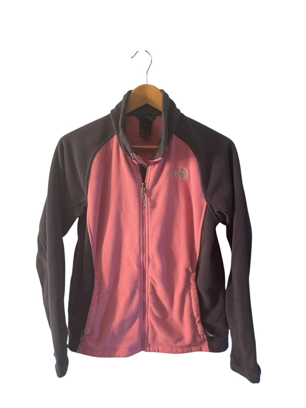 G6- The North Face Pink and Black Women’s Full‑Zip Fleece Jacket Large Lg